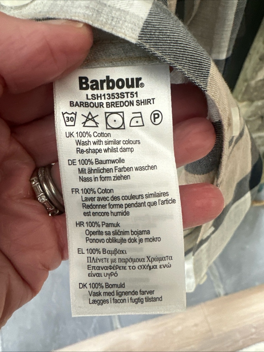 Barbour Bredon Beige & Gray Plaid Button-Up Shirt lightweight size 12 New no tag - Picture 5 of 7